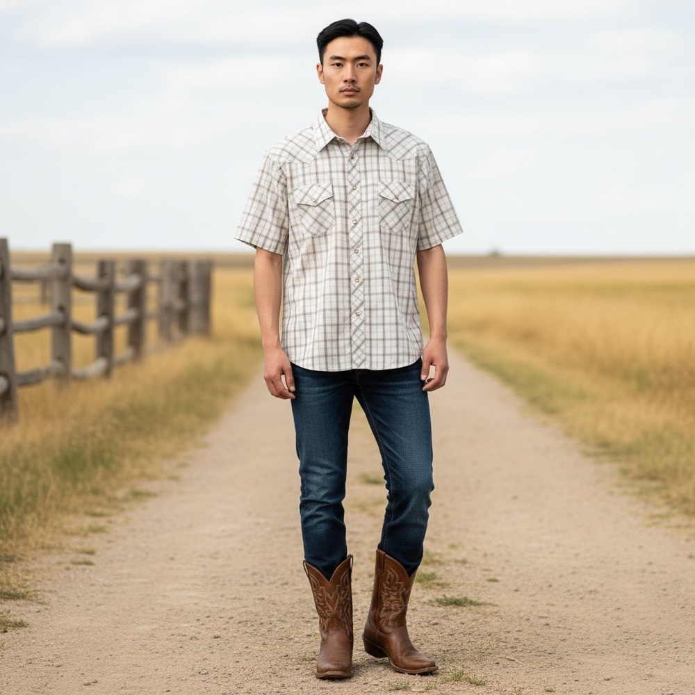 Vintage Rustler Snap Plaid Short Sleeve Shirt